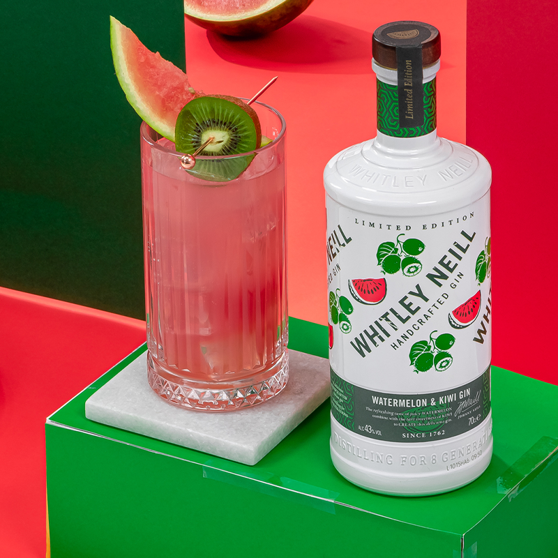 Best enjoy thoroughly chilled this gin cooler cocktail is made sublimely easily with a serve of Whitley Neill Watermelon and Kiwi Gin.
