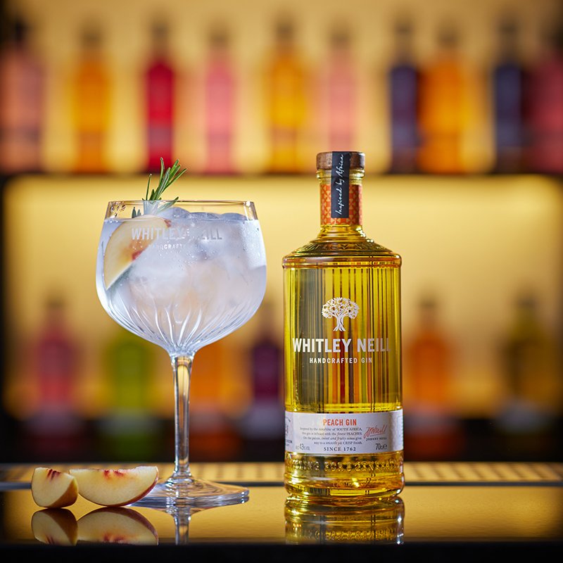 With lusciously sweet and subtle floral notes, fruity Whitley Neill Peach Gin is perfect for summertime sipping in a long G&T.
