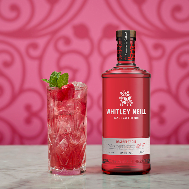 A fruity, summery spritz serve made with Whitley Neill Raspberry Gin