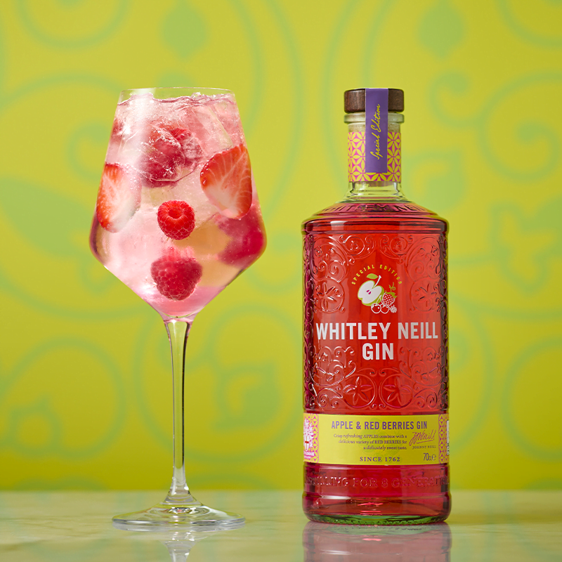 A fruity, summery spritz serve made with Whitley Neill Apple and Red Berries Gin